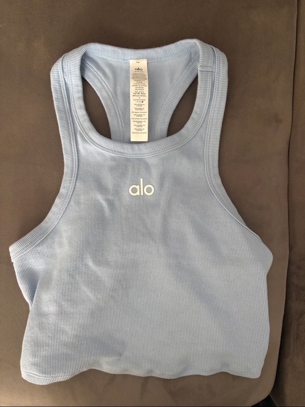 ALO Yoga Pale Blue Ribbed Racerback Tank